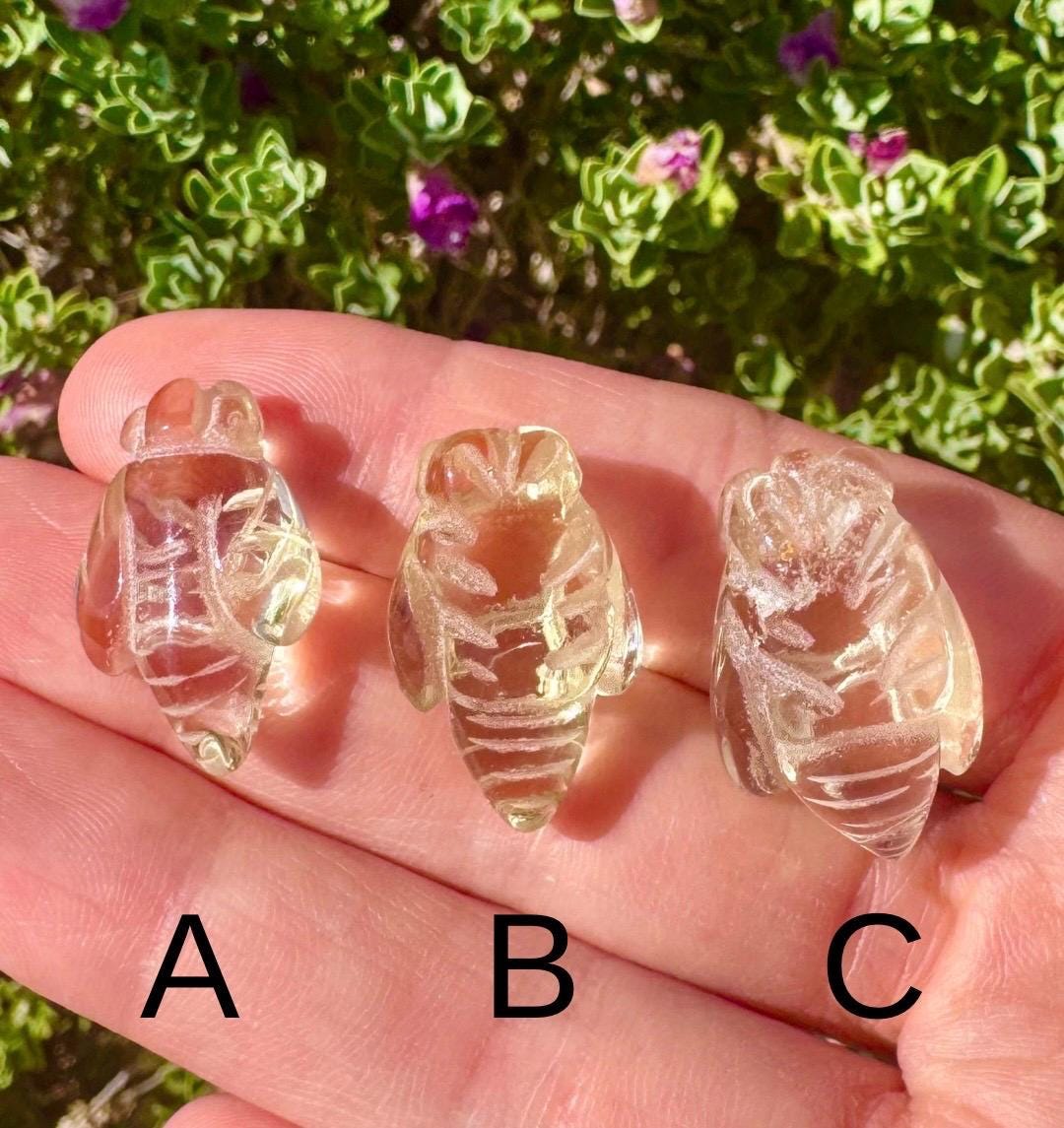 Natural Citrine Bee Carving YOU CHOOSE