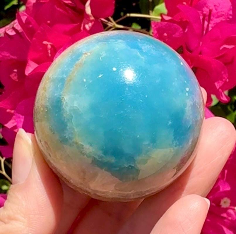 High Quality Aquatine Lumerian Calcite Sphere