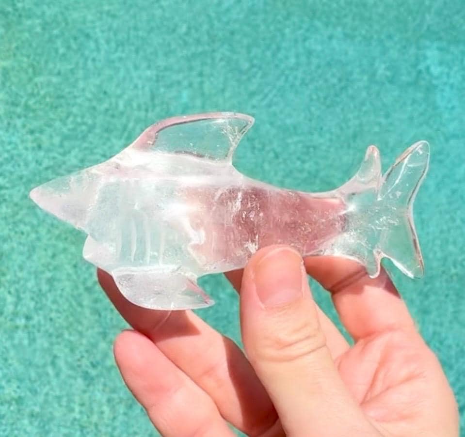 Clear Quartz Shark Carving