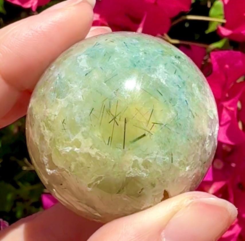 Beautiful Prehnite & Epidote Crystal Sphere