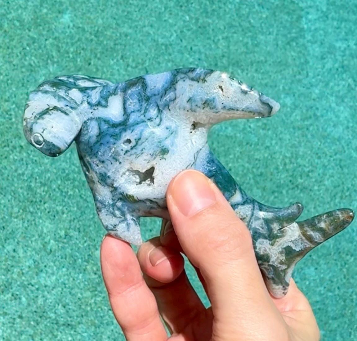 Druzy Moss Agate Hammerhead Shark