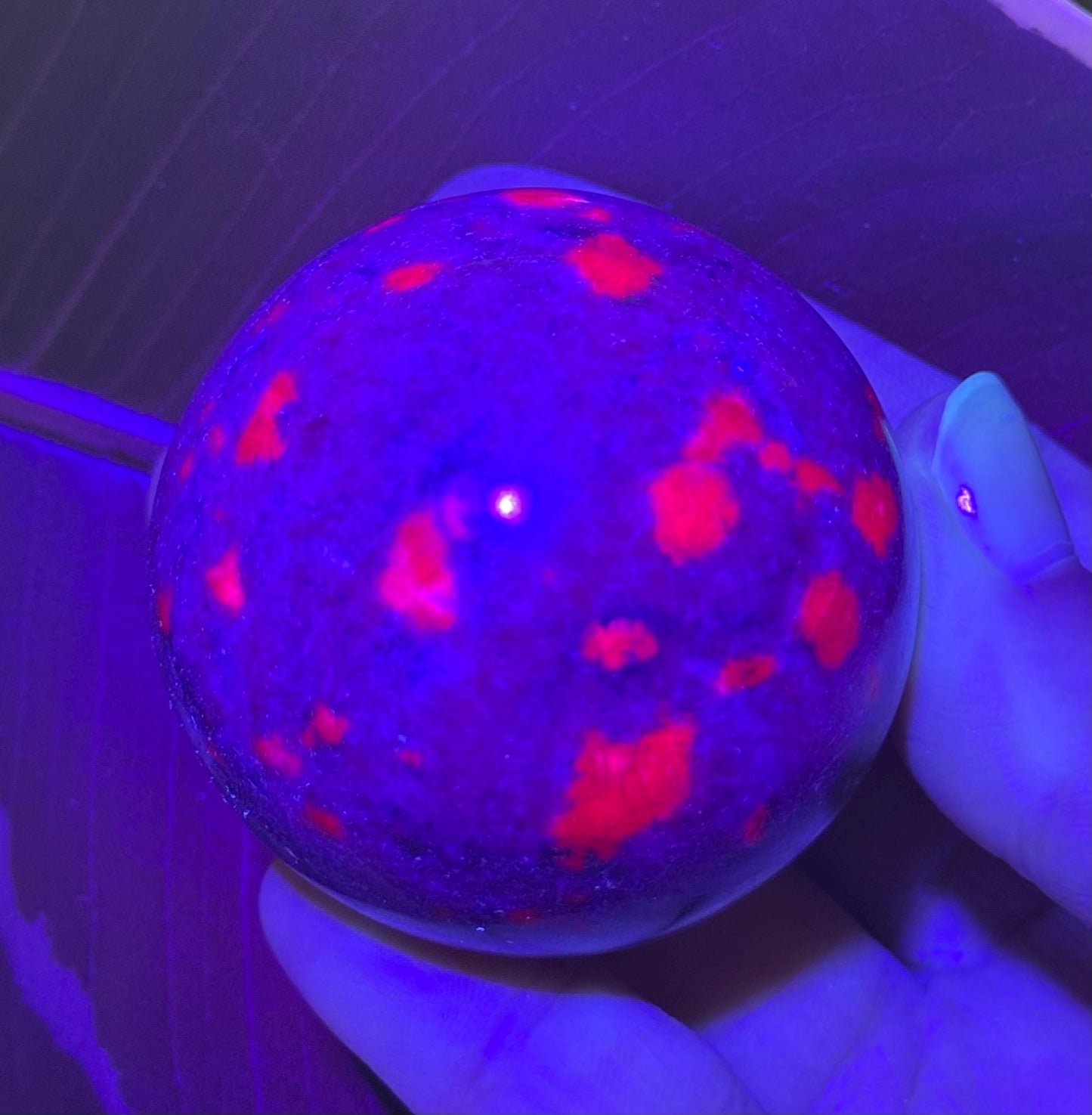 UV Reactive Ruby Kyanite Sphere