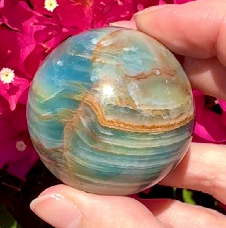 High Quality Aquatine Lumerian Calcite Sphere