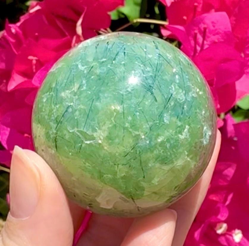 Beautiful Prehnite & Epidote Crystal Sphere