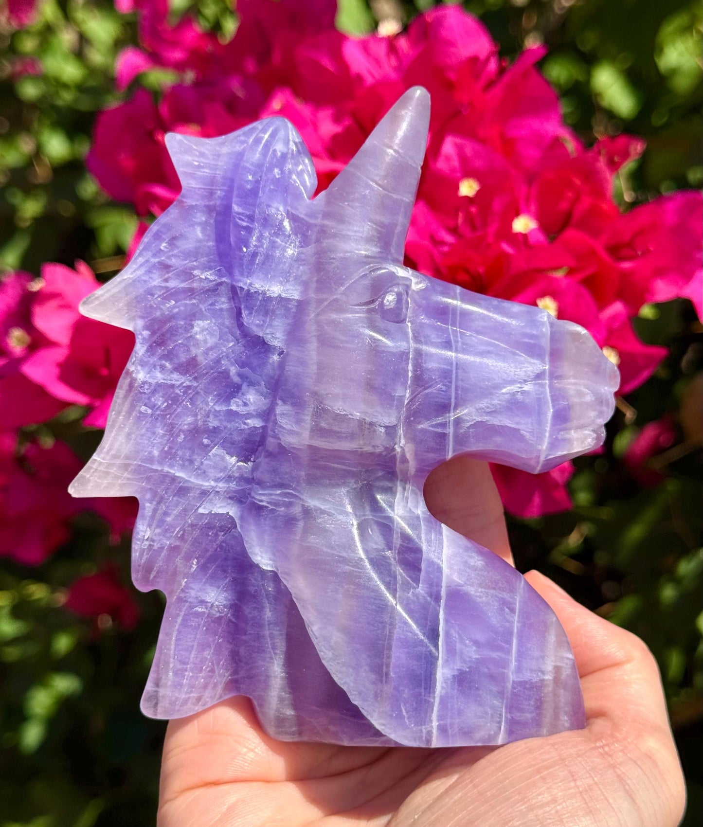 Big Purple Fluorite Unicorn Head 5”