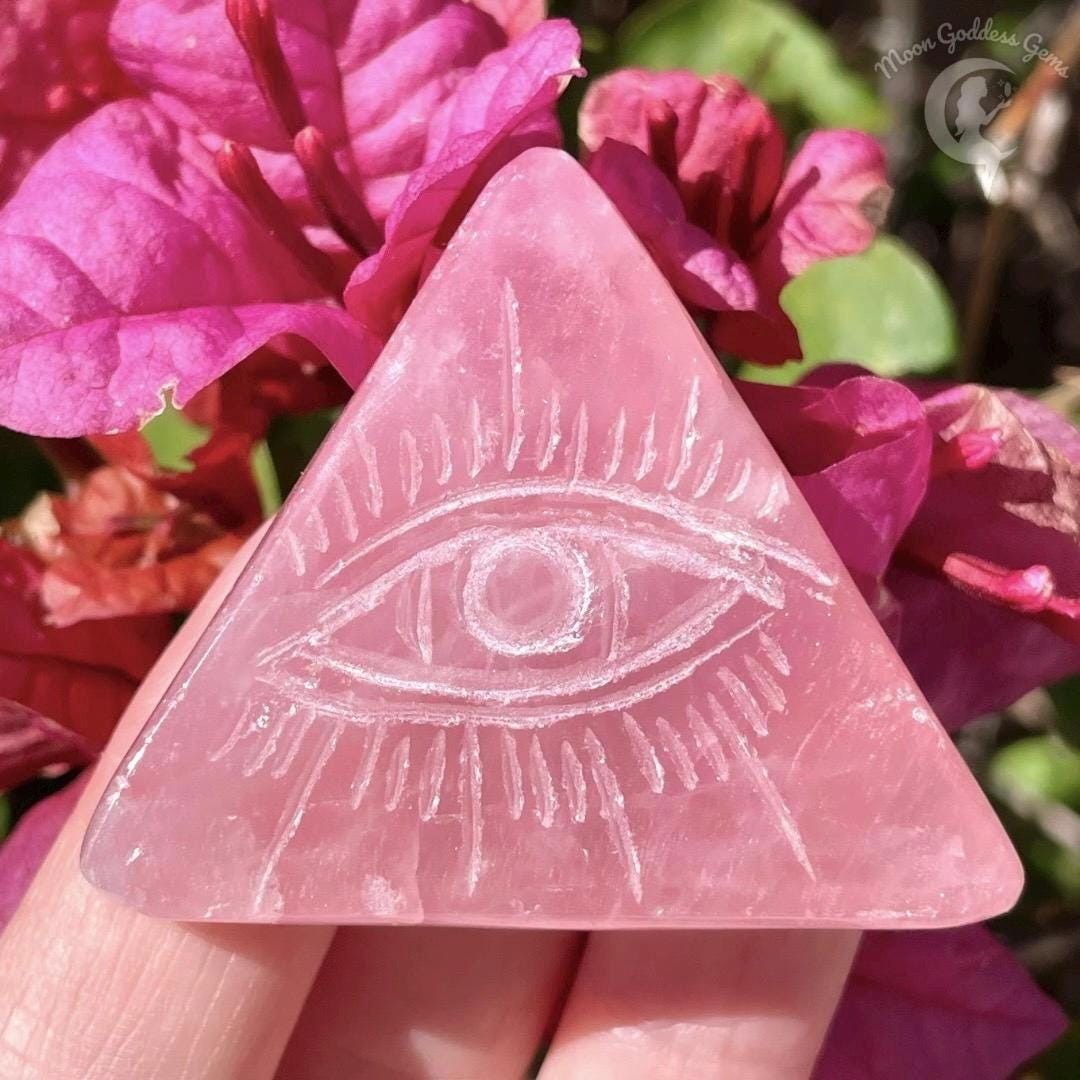 Rose Quartz All Seeing Eye Pyramid