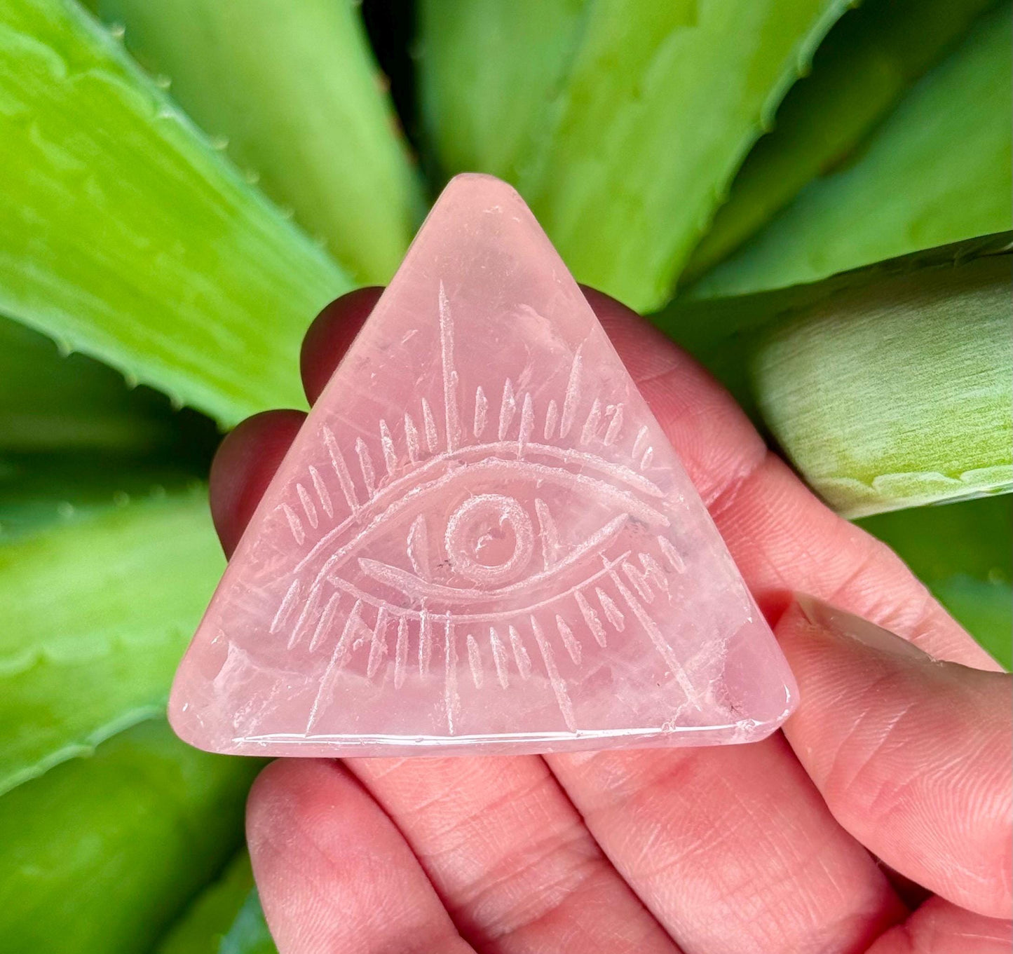 Rose Quartz All Seeing Eye Pyramid