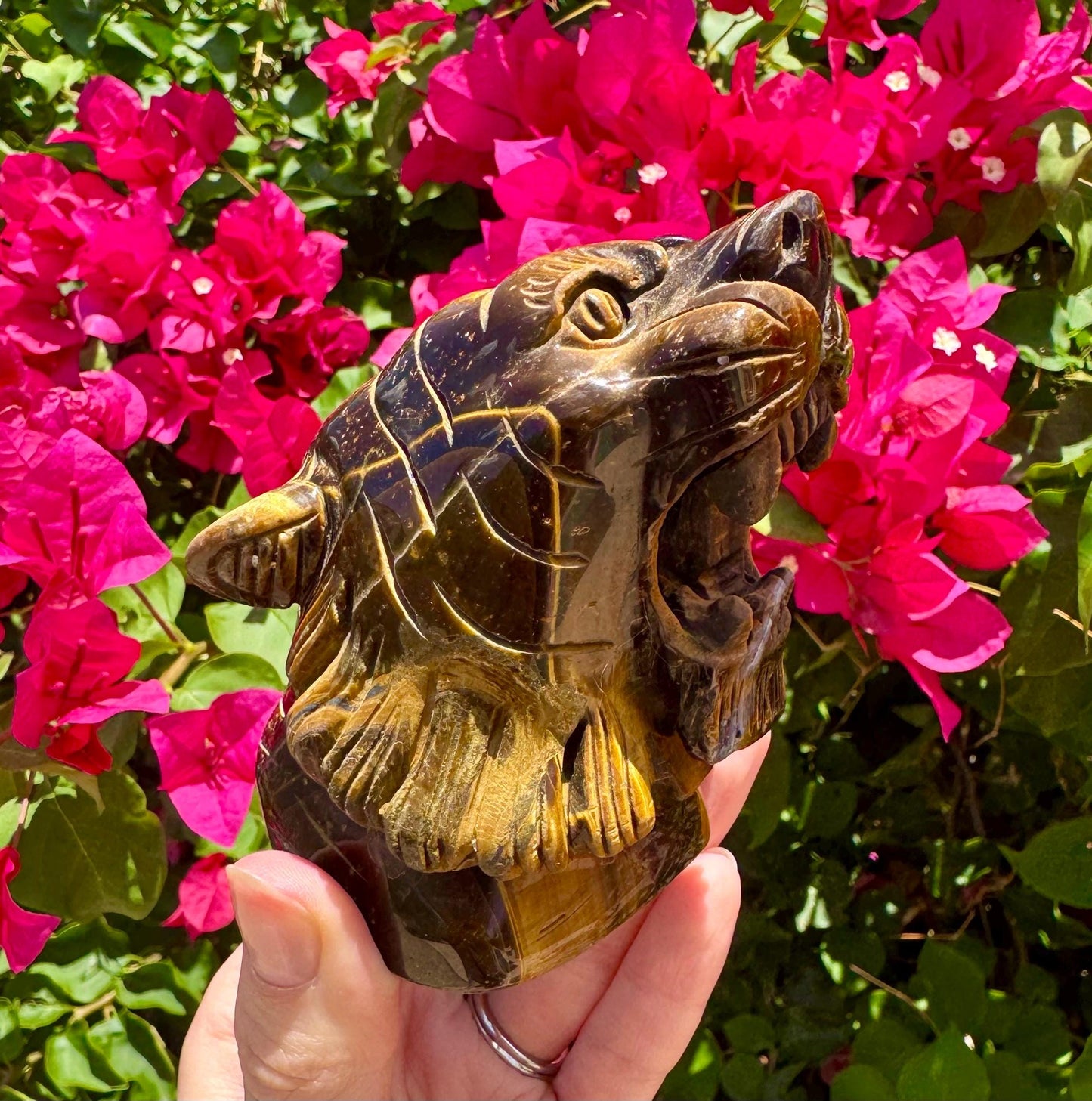 Tiger Eye Crystal Tiger Head Tigers Eye Stone Tiger Head Carving Tiger Spirit Animal