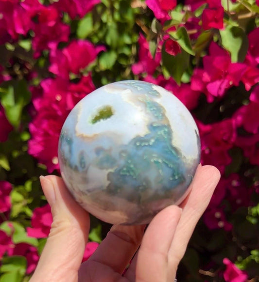 Druzy Moss Agate Sphere Crystal Ball