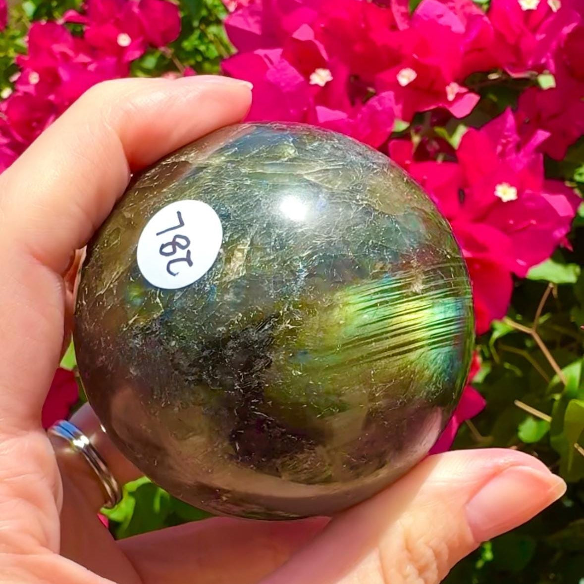 Beautiful Blue Labradorite Sphere Blue Flashy Labradorite & Feldspar