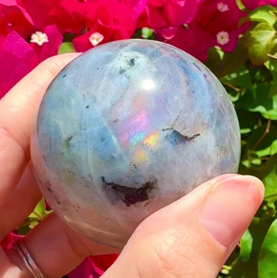 Beautiful Purple Labradorite Sphere Rainbow Flashy Purple Labradorite Sphere