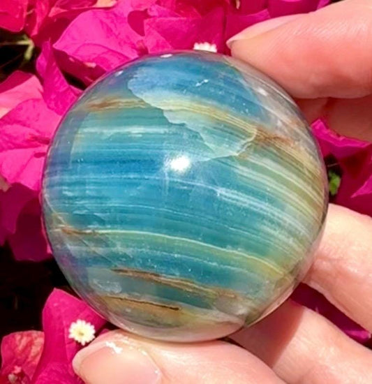 High Quality Aquatine Lumerian Calcite Sphere