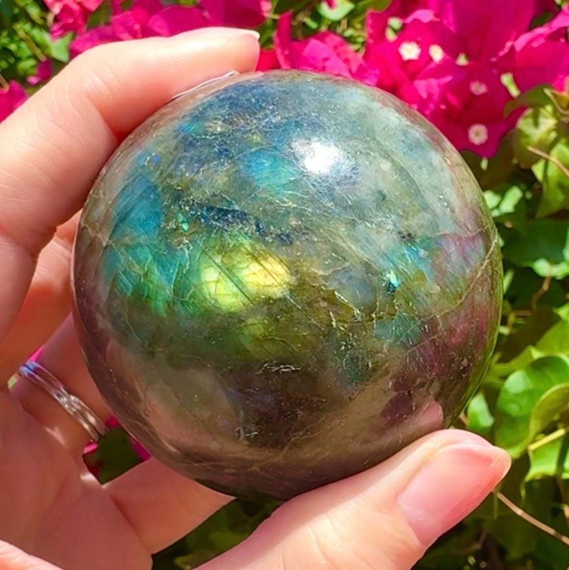 Flashy Blue Labradorite Sphere Blue and Gold Flashy Labradorite
