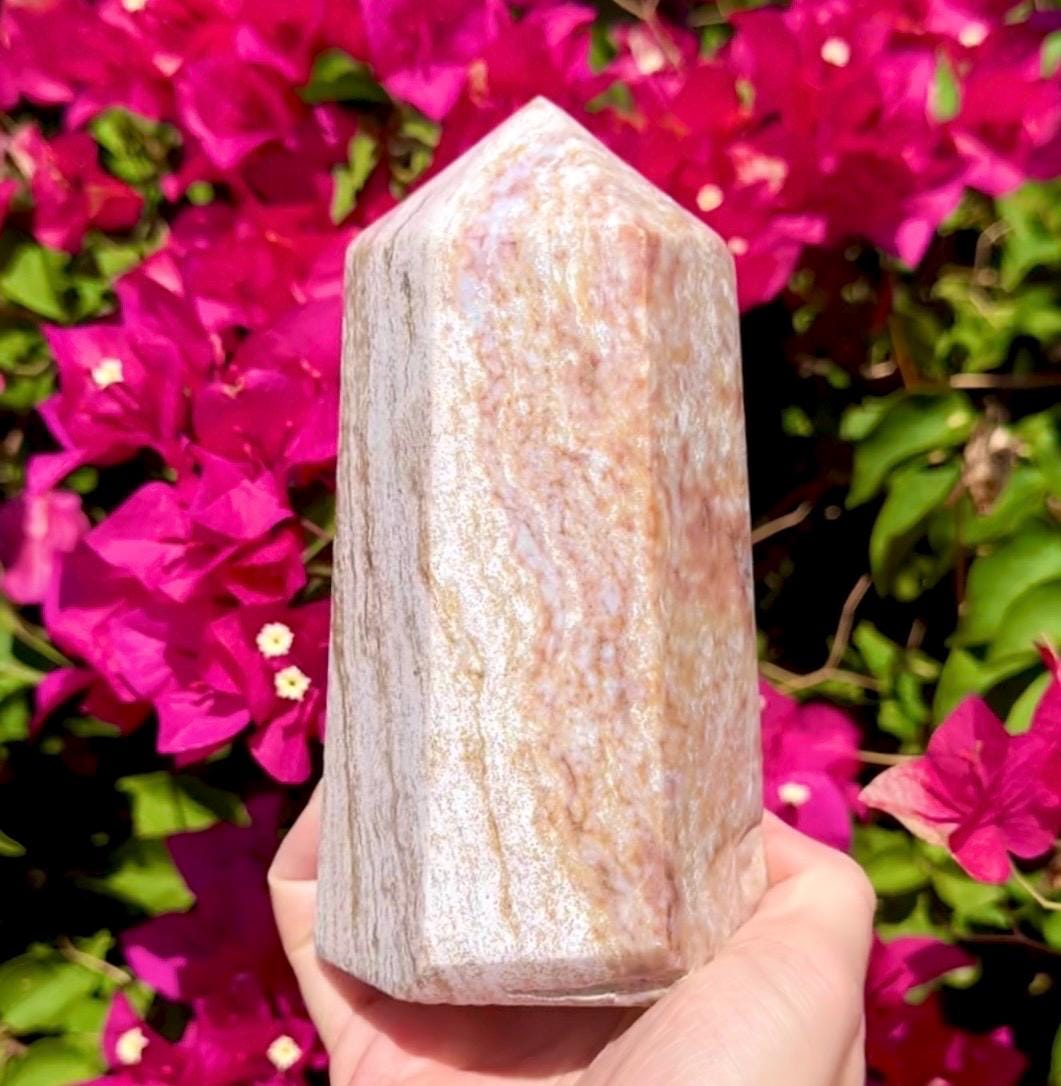 Pretty Pastel Pink Ocean Jasper Tower **please read description**