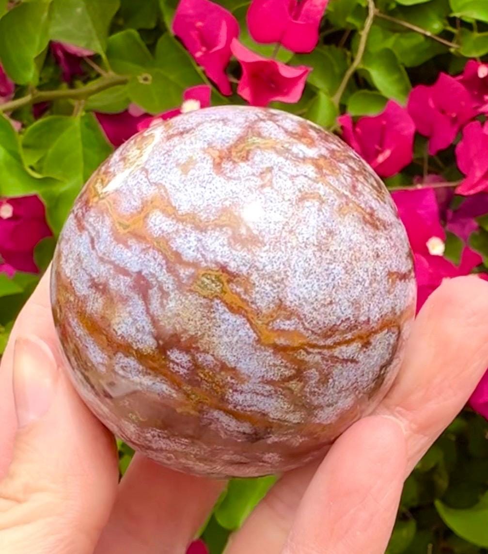 Pink and Red Ocean Jasper Sphere Pink Ocean Jasper