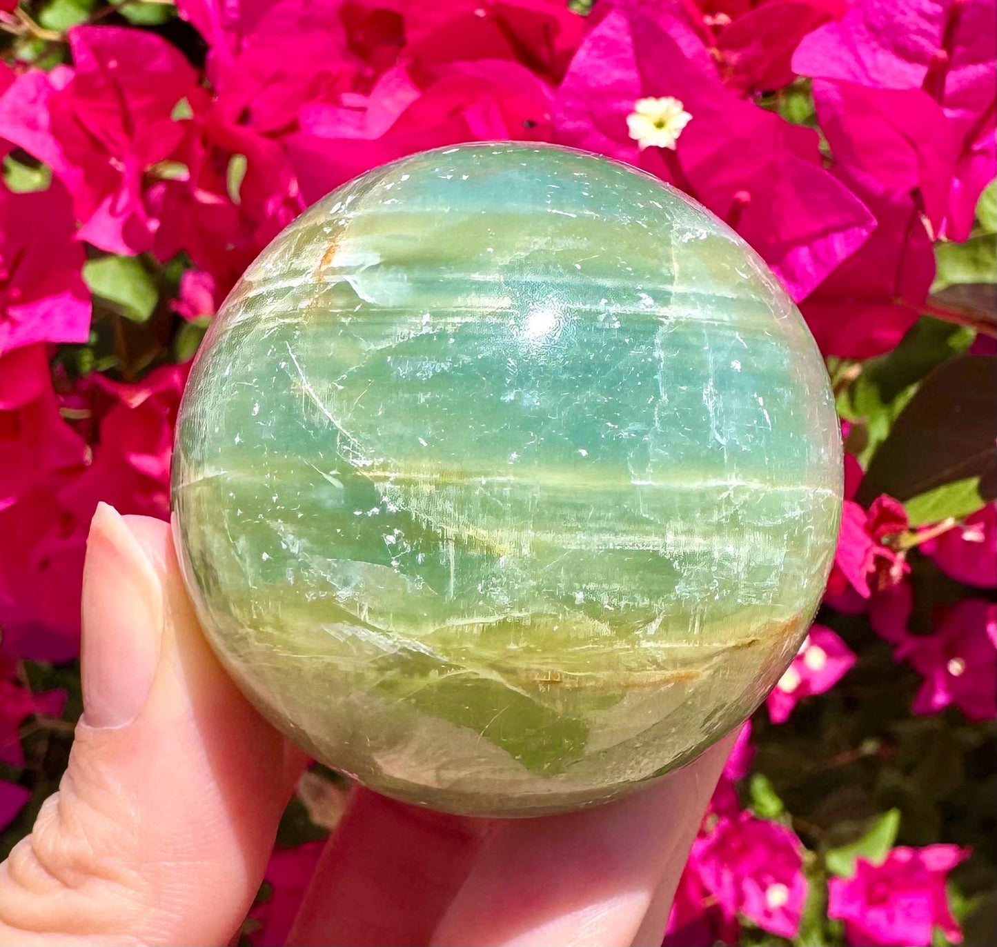 Beautiful Aquatine Lumerian Calcite Sphere *read description