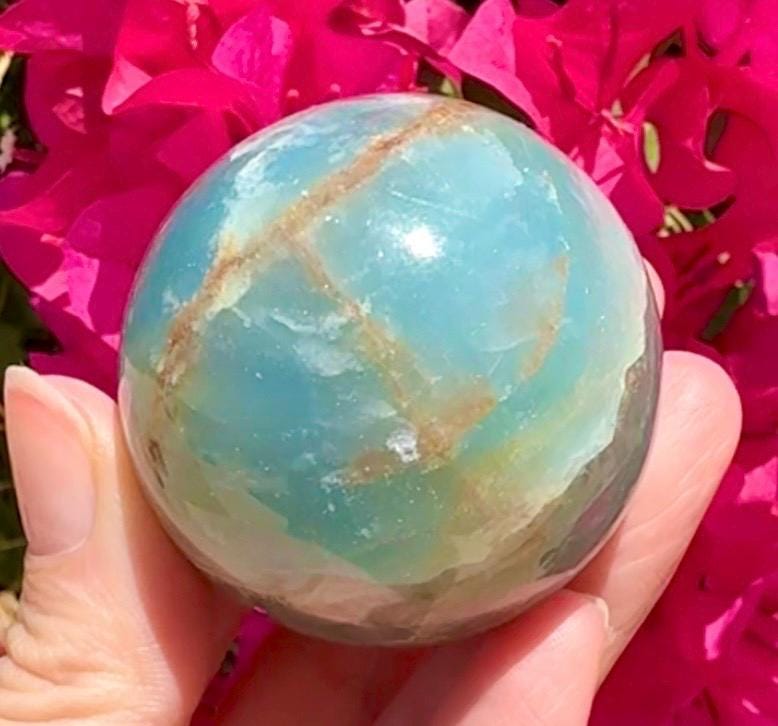 Gorgeous Aquatine Lumerian Calcite Sphere