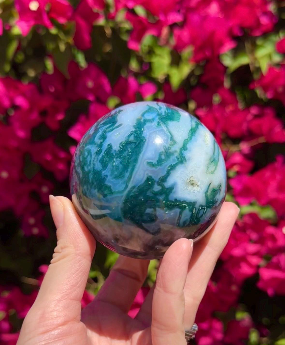 Druzy Moss Agate Sphere Crystal Ball