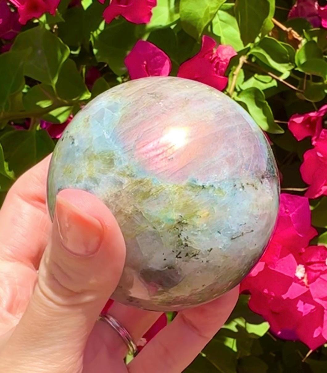 Beautiful Purple & Gold Labradorite Sphere Purple Flashy Labradorite