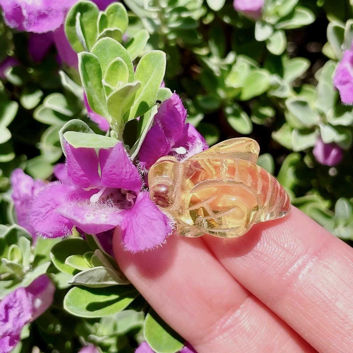Natural Citrine Bee Carving YOU CHOOSE