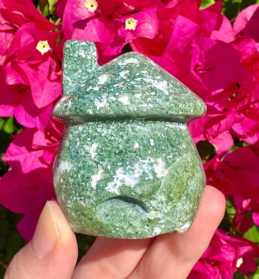 Cute Moss Agate Fairy Cottage