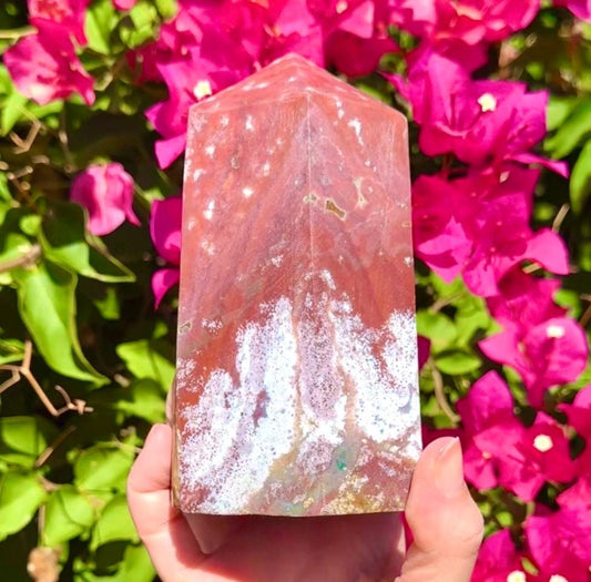 Big Druzy Red Ocean Jasper Tower ***please read description***