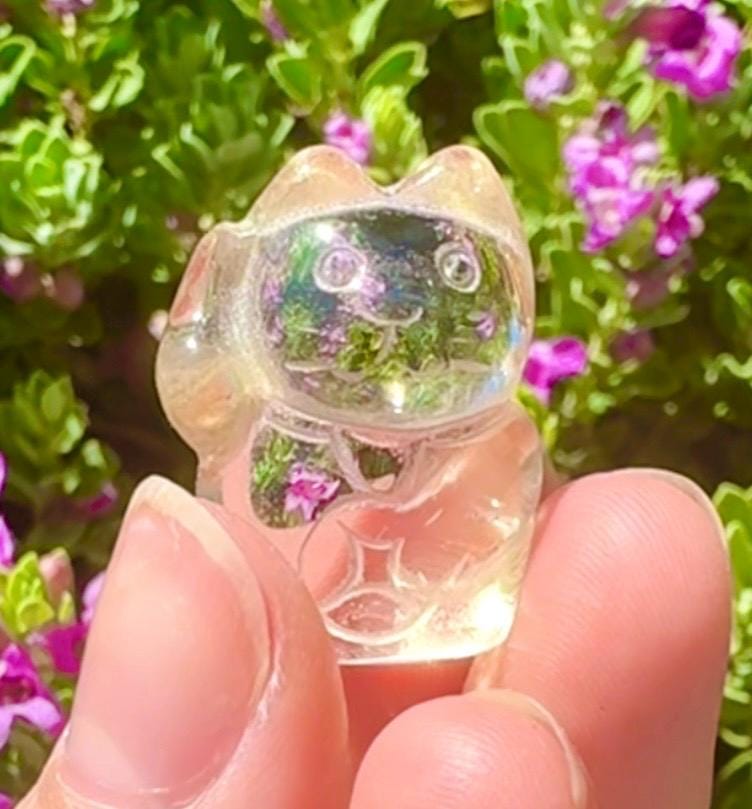 Natural Citrine Lucky Cat Carving Good Luck Charm