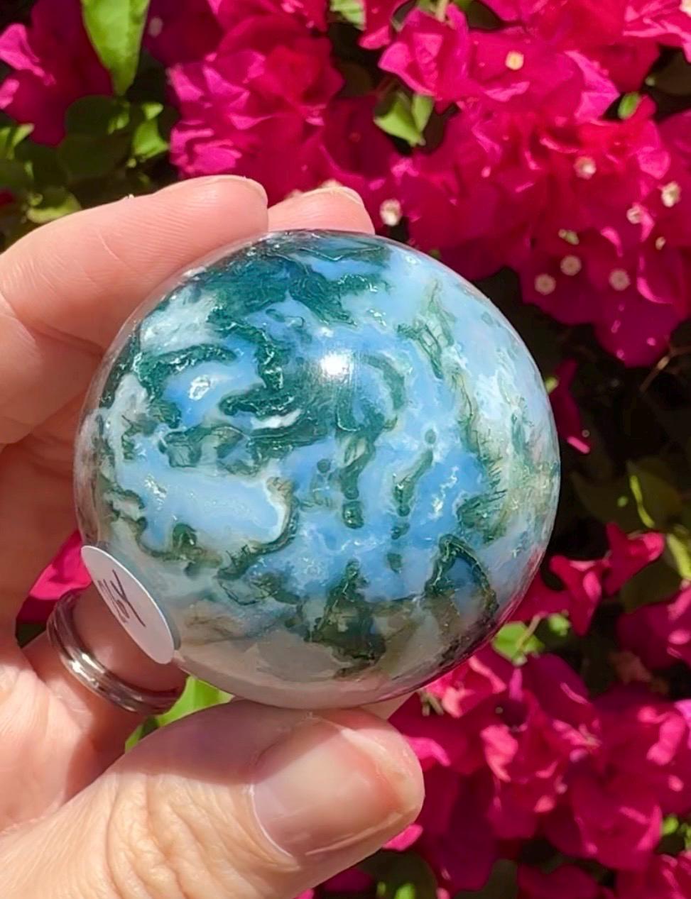Druzy Moss Agate Sphere Crystal Ball