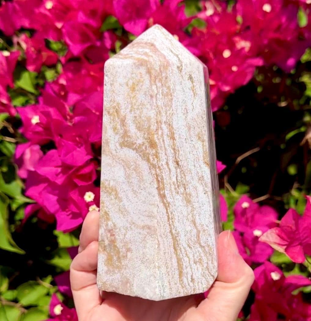 Pretty Pastel Pink Ocean Jasper Tower **please read description**