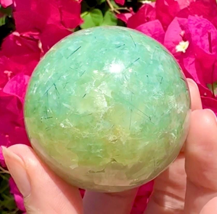 Beautiful Prehnite & Epidote Crystal Sphere