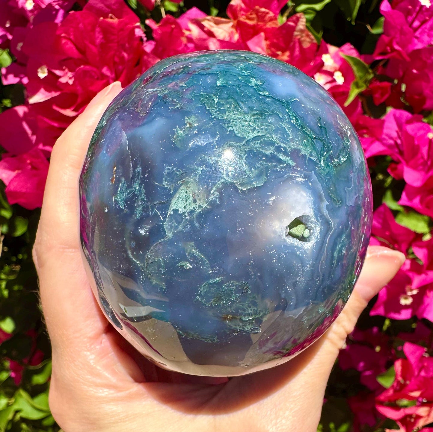 Druzy Moss Agate Crystal Skull