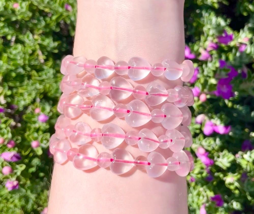 Beautiful Rose Quartz Heart Bracelet
