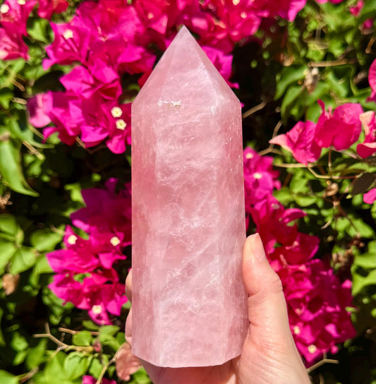 Gemmy Rose Quartz Tower 7 3/4”