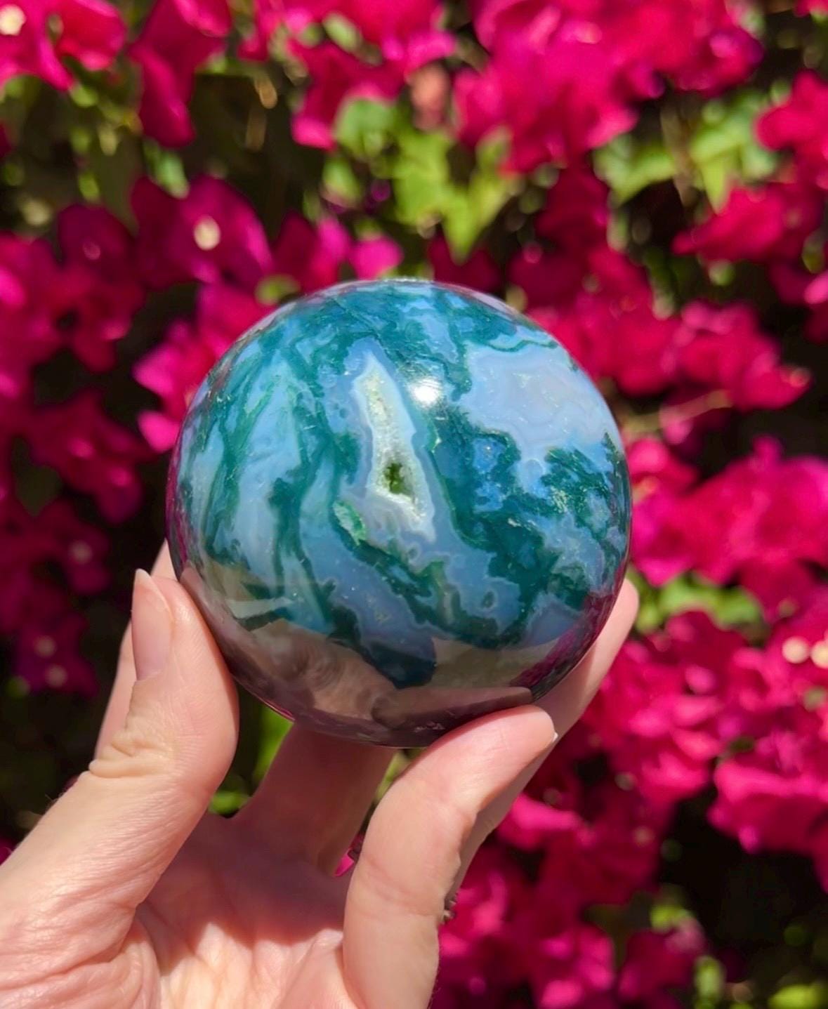 Druzy Moss Agate Sphere Crystal Ball