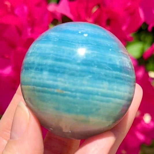 High Quality Aquatine Lumerian Calcite Sphere