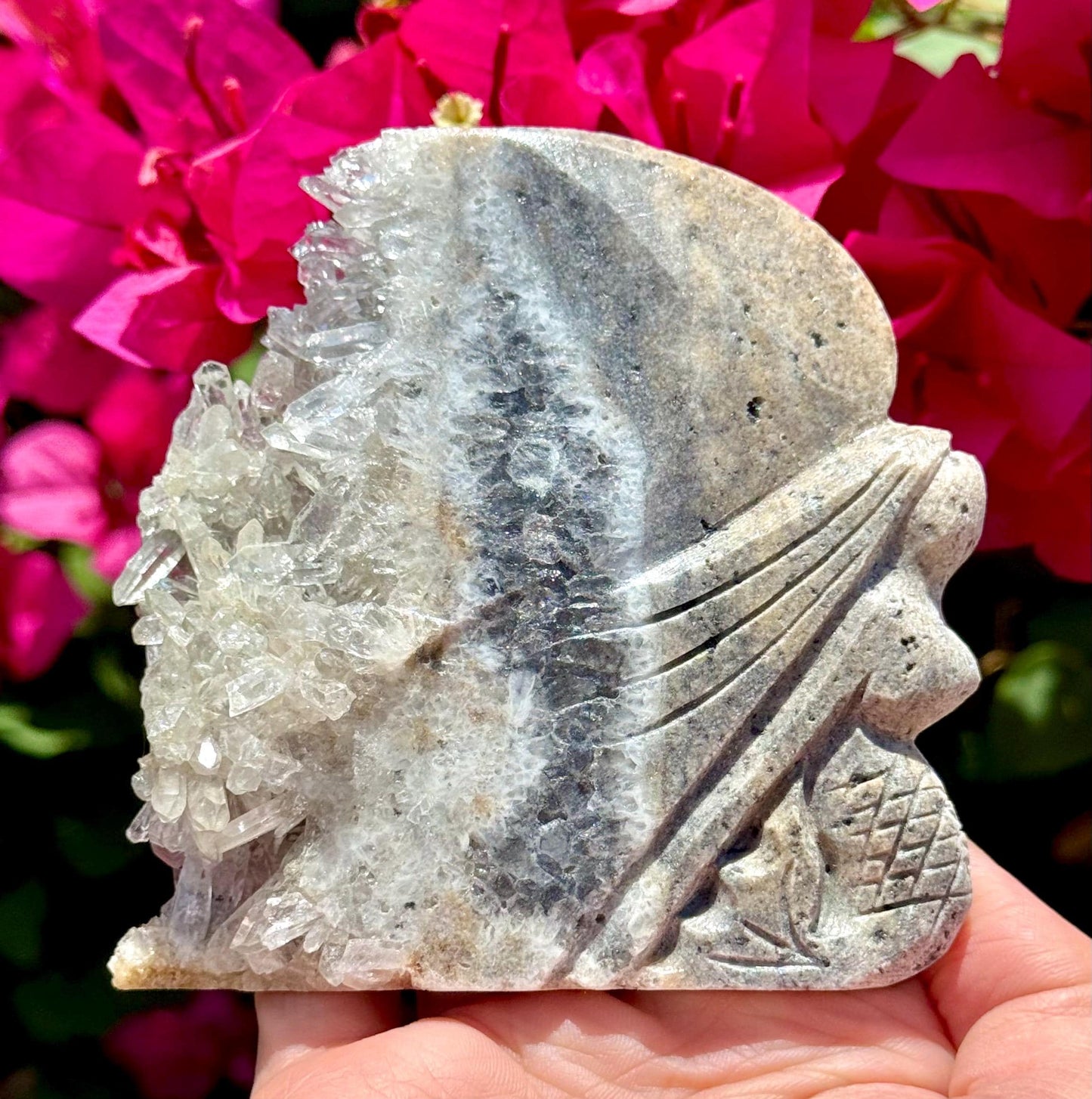 Druzy Quartz Fairy Mermaid Carving