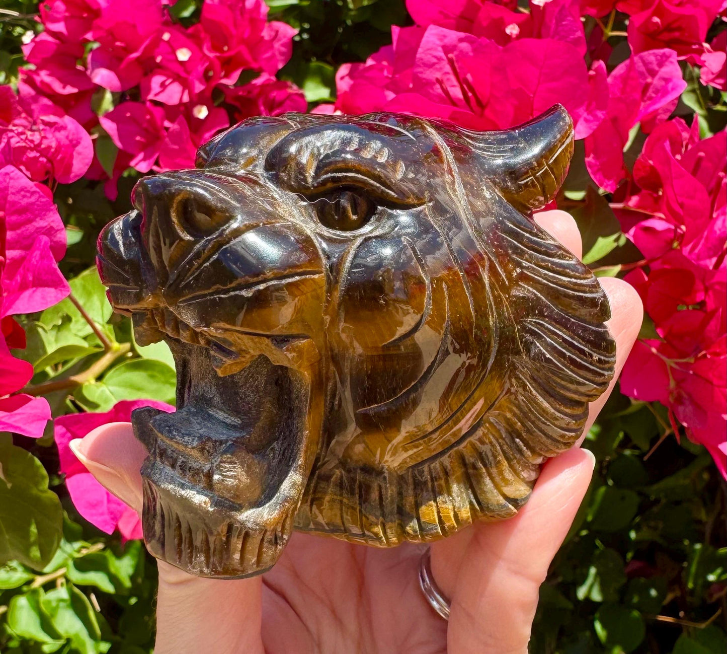 Tiger Eye Crystal Tiger Head Tigers Eye Stone Tiger Head Carving Tiger Spirit Animal