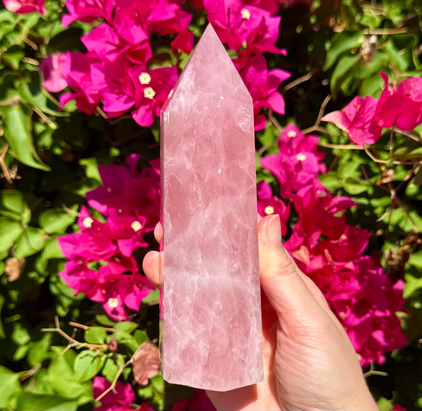 Gemmy Rose Quartz Tower 7 3/4”