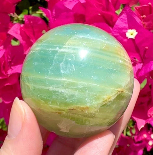 Beautiful Aquatine Lumerian Calcite Sphere *read description