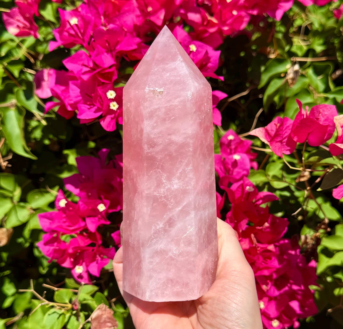 Gemmy Rose Quartz Tower 7 3/4”