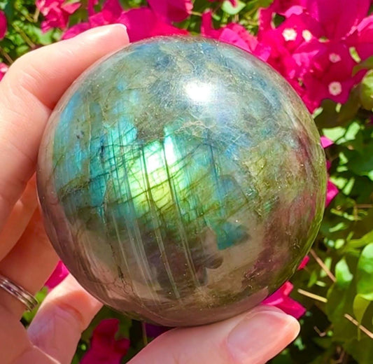 Flashy Blue Labradorite Sphere Blue and Gold Flashy Labradorite