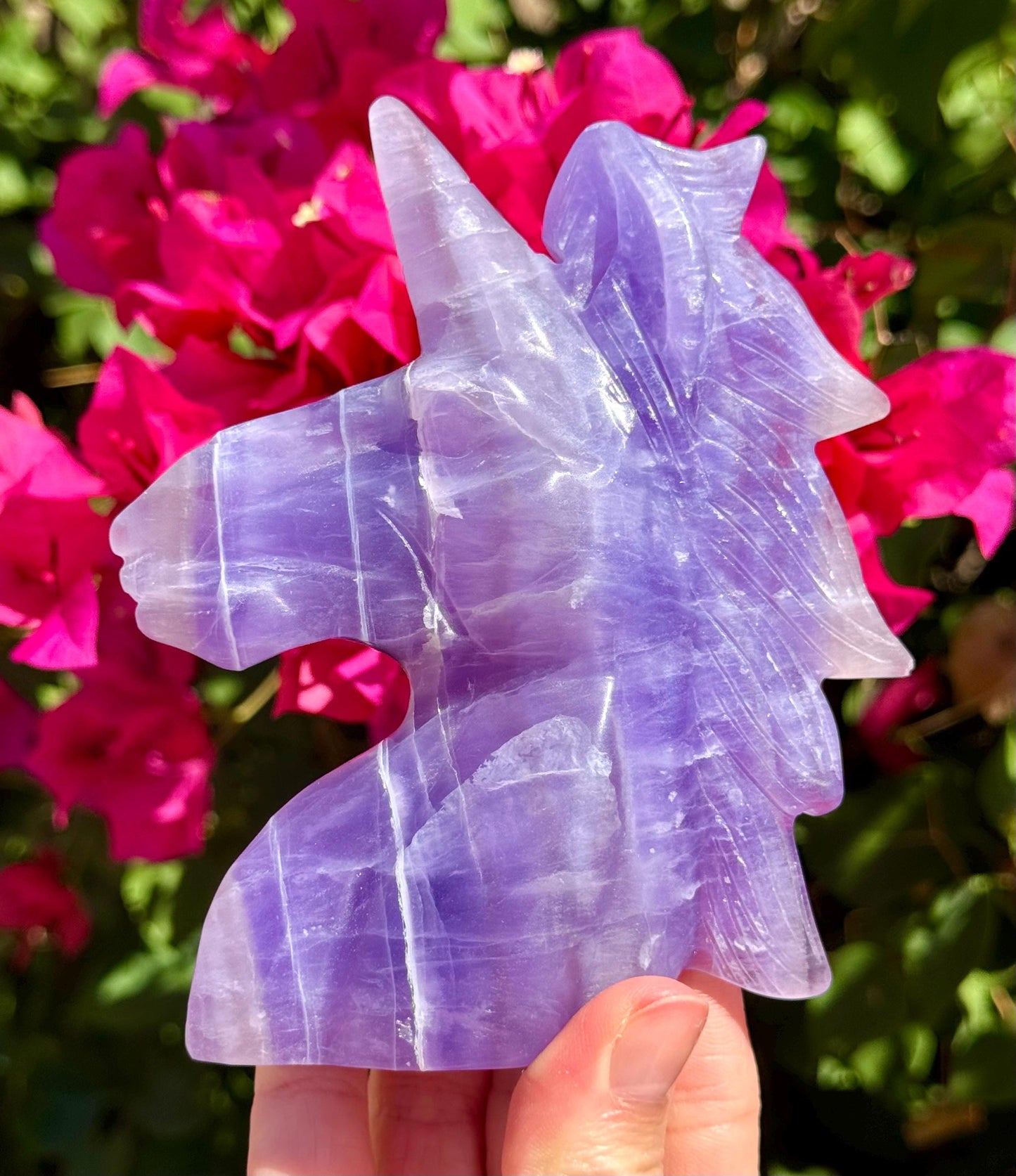 Big Purple Fluorite Unicorn Head 5”
