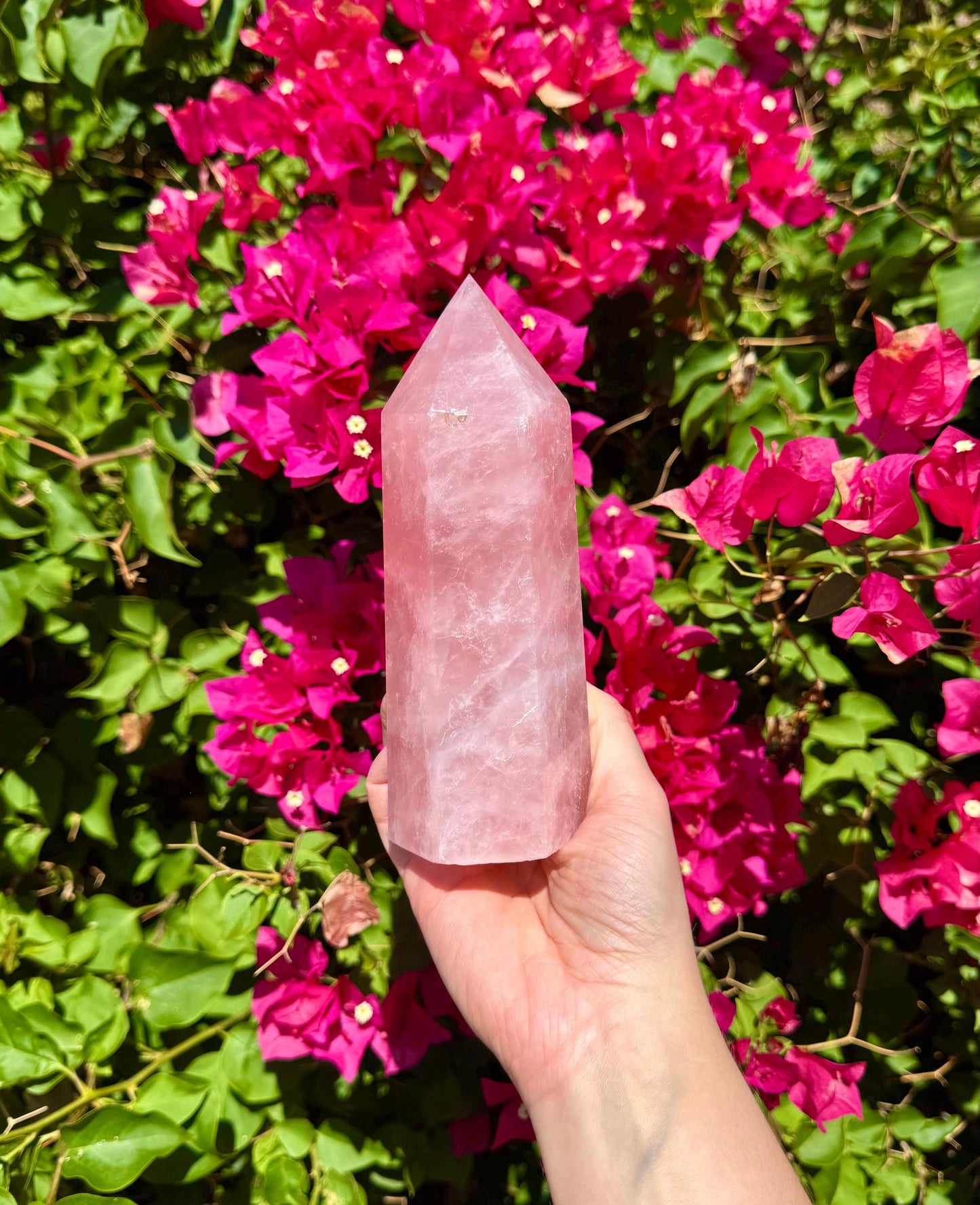 Gemmy Rose Quartz Tower 7 3/4”