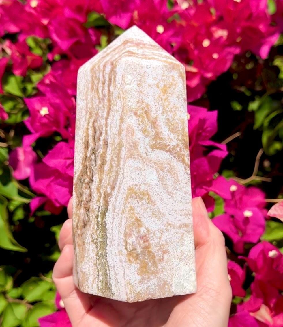 Pretty Pastel Pink Ocean Jasper Tower **please read description**