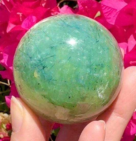Beautiful Prehnite & Epidote Crystal Sphere