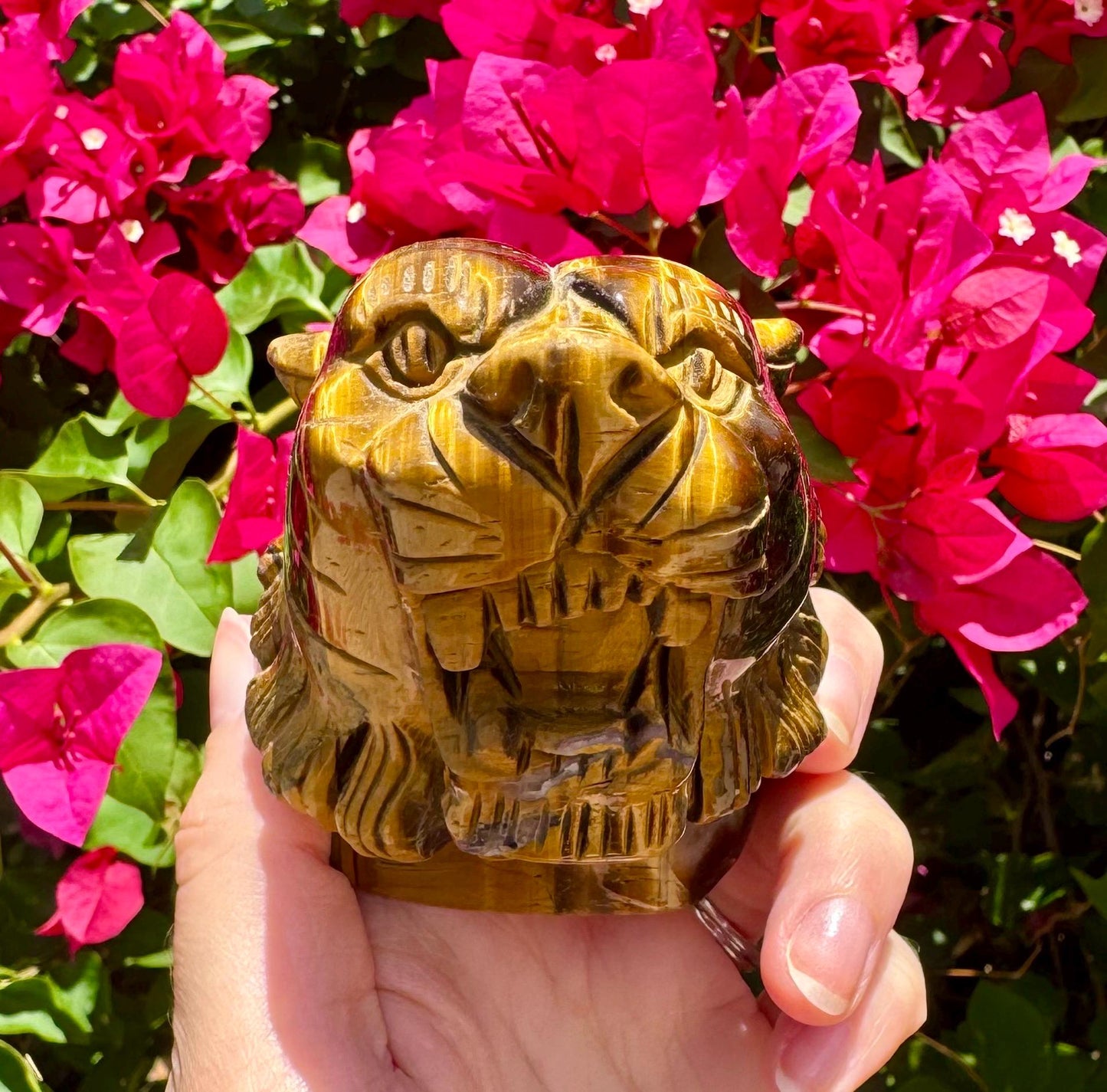 Tiger Eye Crystal Tiger Head Tigers Eye Stone Tiger Head Carving Tiger Spirit Animal