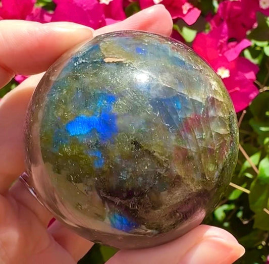 Stunning Deep Blue Labradorite Sphere Big Blue Flashy Labradorite