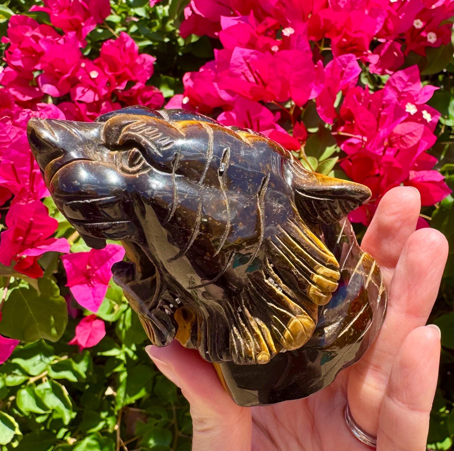 Tiger Eye Crystal Tiger Head Tigers Eye Stone Tiger Head Carving Tiger Spirit Animal