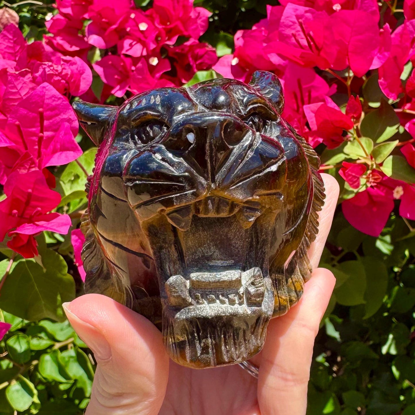 Tiger Eye Crystal Tiger Head Tigers Eye Stone Tiger Head Carving Tiger Spirit Animal