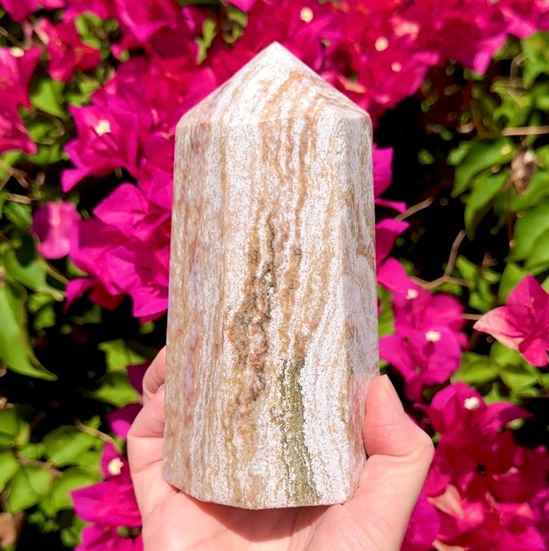 Pretty Pastel Pink Ocean Jasper Tower **please read description**
